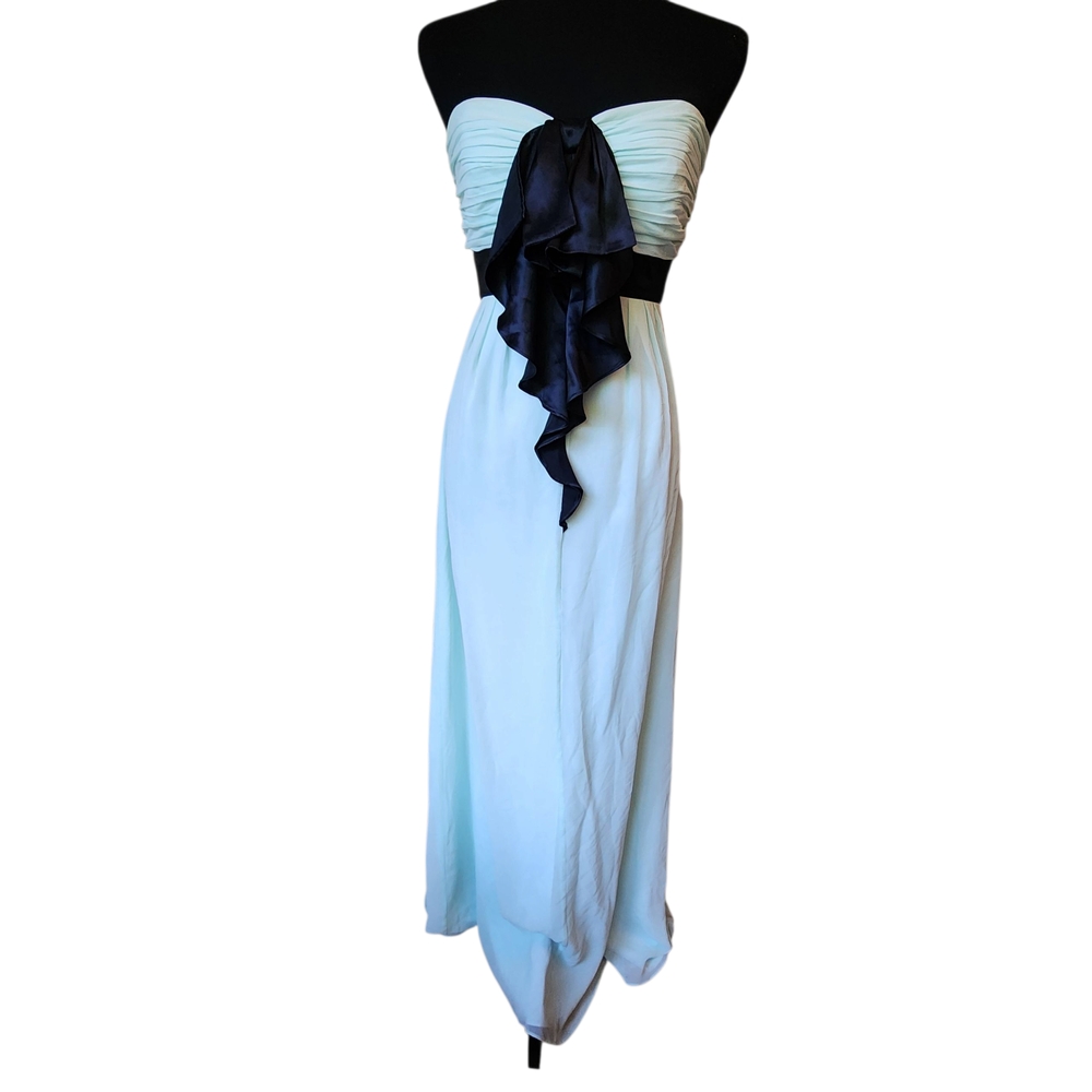 Ted Baker London Silk Mint Green Full Length Evening Dress with Bow